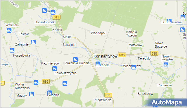 mapa Konstantynów powiat bialski, Konstantynów powiat bialski na mapie Targeo