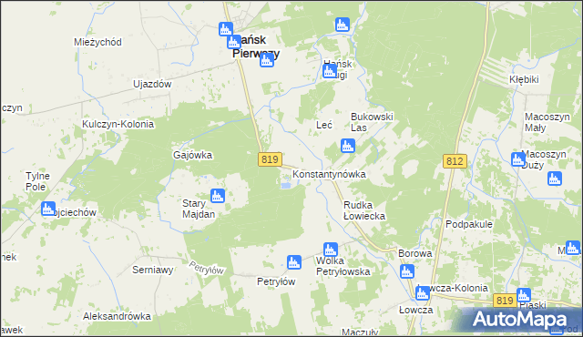 mapa Konstantynówka gmina Hańsk, Konstantynówka gmina Hańsk na mapie Targeo