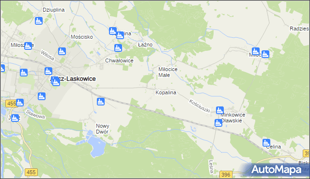 mapa Kopalina gmina Jelcz-Laskowice, Kopalina gmina Jelcz-Laskowice na mapie Targeo