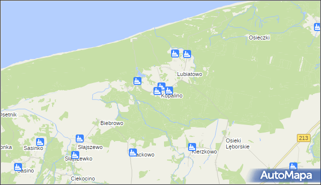 mapa Kopalino, Kopalino na mapie Targeo