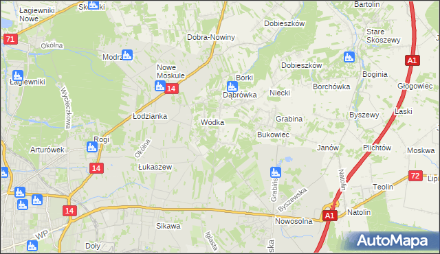 mapa Kopanka gmina Nowosolna, Kopanka gmina Nowosolna na mapie Targeo