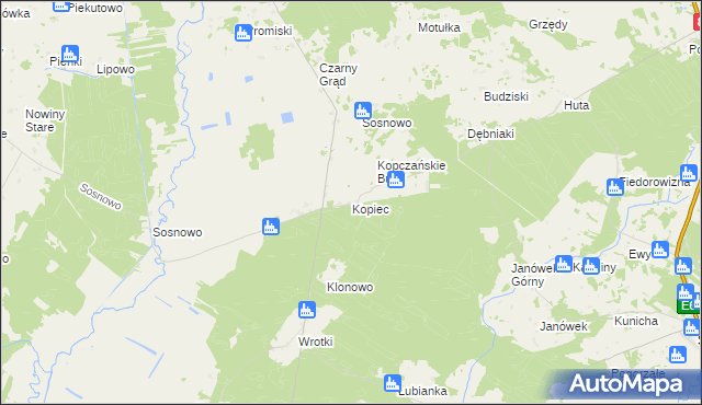 mapa Kopiec gmina Sztabin, Kopiec gmina Sztabin na mapie Targeo