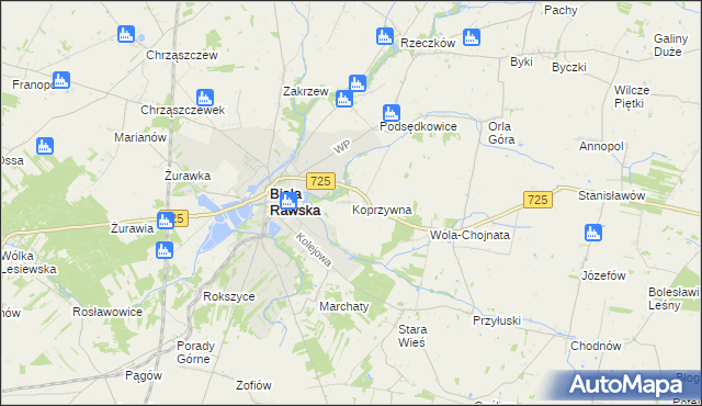 mapa Koprzywna, Koprzywna na mapie Targeo