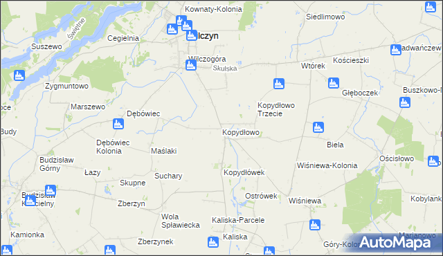 mapa Kopydłowo gmina Wilczyn, Kopydłowo gmina Wilczyn na mapie Targeo