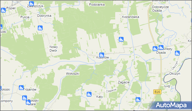 mapa Kopytów gmina Kodeń, Kopytów gmina Kodeń na mapie Targeo