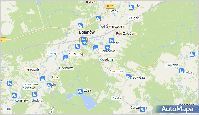 mapa Korabina, Korabina na mapie Targeo