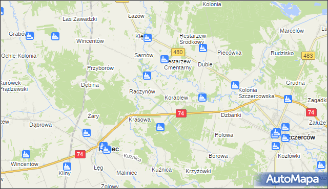 mapa Korablew, Korablew na mapie Targeo