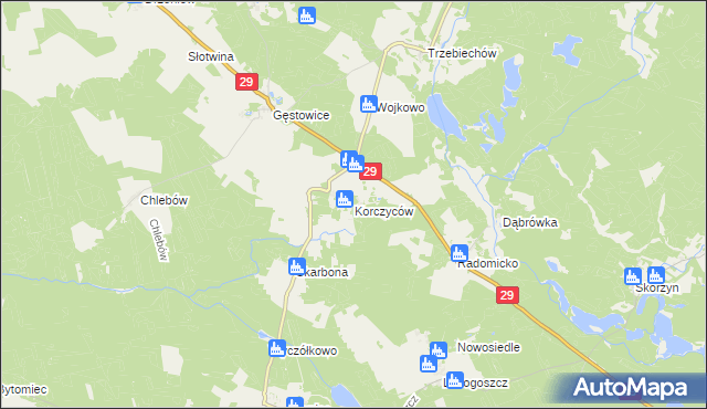 mapa Korczyców, Korczyców na mapie Targeo