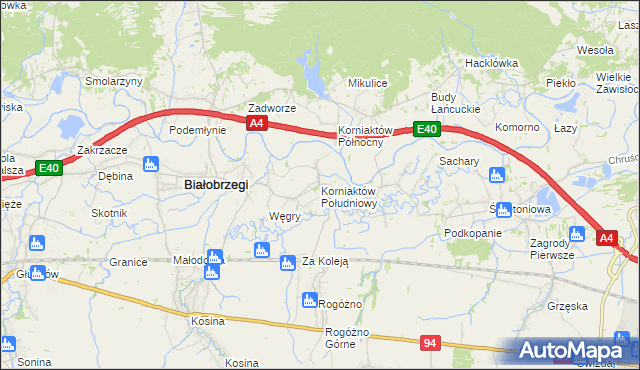 mapa Korniaktów Południowy, Korniaktów Południowy na mapie Targeo