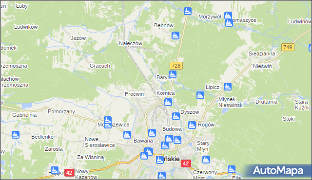 mapa Kornica, Kornica na mapie Targeo