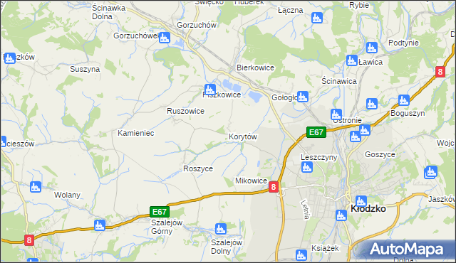 mapa Korytów gmina Kłodzko, Korytów gmina Kłodzko na mapie Targeo