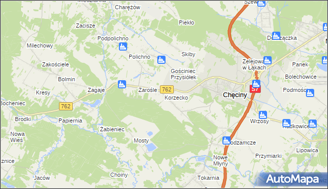 mapa Korzecko, Korzecko na mapie Targeo