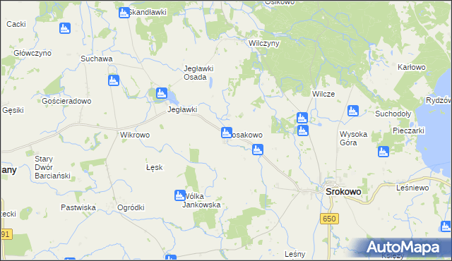 mapa Kosakowo gmina Srokowo, Kosakowo gmina Srokowo na mapie Targeo