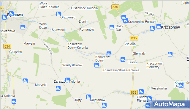 mapa Kosarzew Dolny, Kosarzew Dolny na mapie Targeo