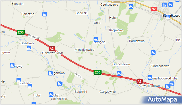 mapa Kościanki gmina Strzałkowo, Kościanki gmina Strzałkowo na mapie Targeo