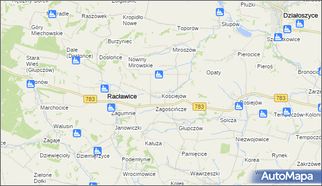 mapa Kościejów, Kościejów na mapie Targeo