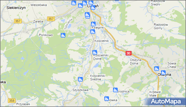 mapa Kościelniki Dolne, Kościelniki Dolne na mapie Targeo