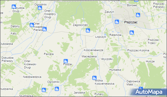 mapa Kościeniewicze, Kościeniewicze na mapie Targeo