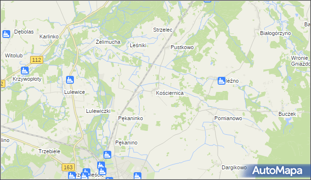 mapa Kościernica gmina Białogard, Kościernica gmina Białogard na mapie Targeo