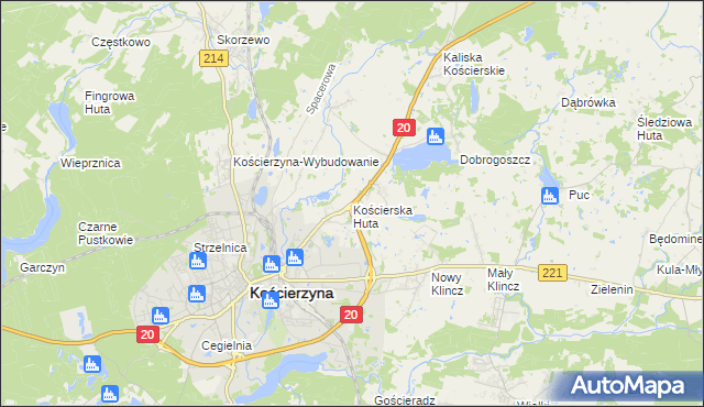 mapa Kościerska Huta, Kościerska Huta na mapie Targeo