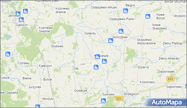 mapa Kościesze, Kościesze na mapie Targeo