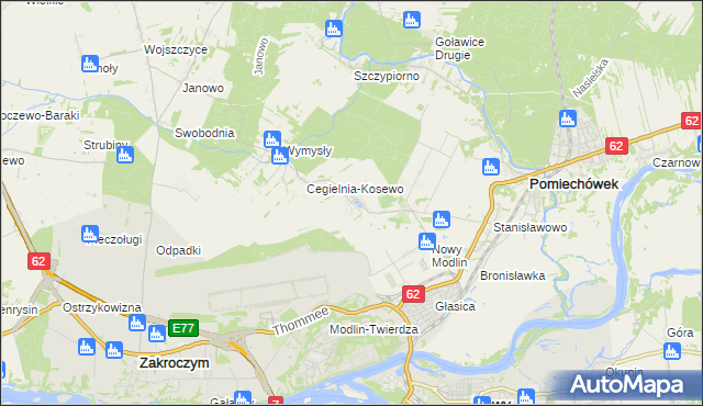 mapa Kosewo gmina Pomiechówek, Kosewo gmina Pomiechówek na mapie Targeo