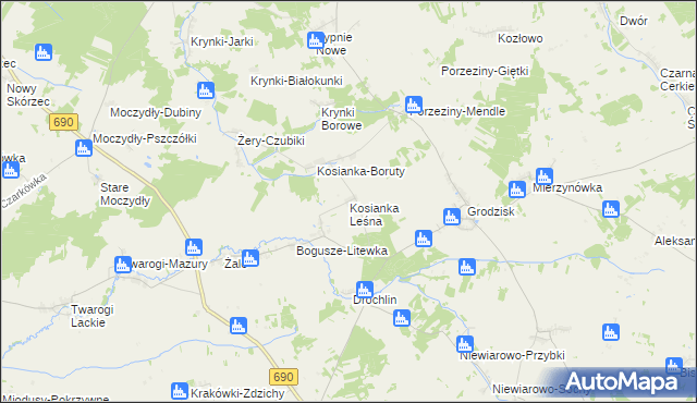 mapa Kosianka Leśna, Kosianka Leśna na mapie Targeo