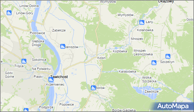 mapa Kosin gmina Annopol, Kosin gmina Annopol na mapie Targeo