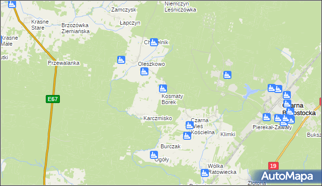 mapa Kosmaty Borek, Kosmaty Borek na mapie Targeo