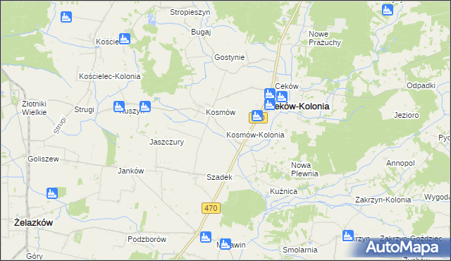 mapa Kosmów-Kolonia, Kosmów-Kolonia na mapie Targeo