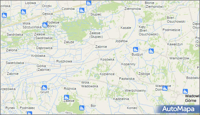 mapa Kosówka gmina Wadowice Górne, Kosówka gmina Wadowice Górne na mapie Targeo