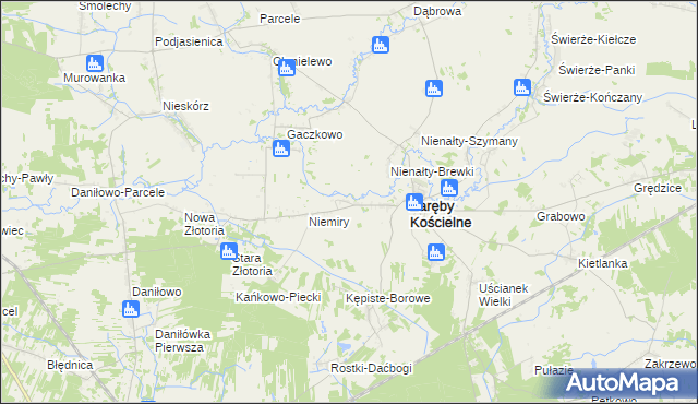 mapa Kosuty gmina Zaręby Kościelne, Kosuty gmina Zaręby Kościelne na mapie Targeo