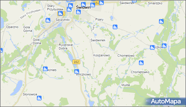 mapa Koszanowo gmina Brzeżno, Koszanowo gmina Brzeżno na mapie Targeo