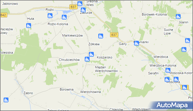 mapa Koszarsko, Koszarsko na mapie Targeo