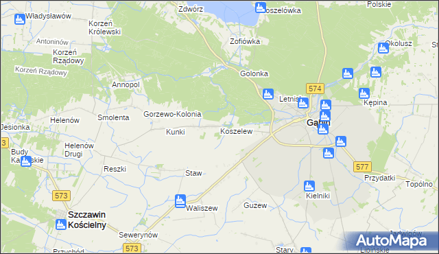 mapa Koszelew, Koszelew na mapie Targeo