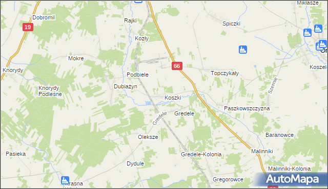 mapa Koszki, Koszki na mapie Targeo