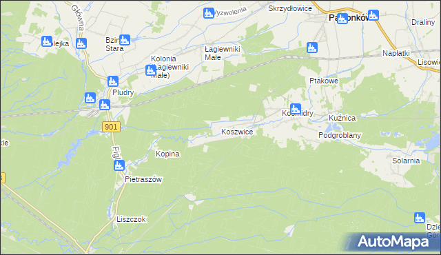 mapa Koszwice, Koszwice na mapie Targeo