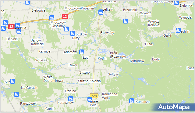 mapa Kotfin gmina Gielniów, Kotfin gmina Gielniów na mapie Targeo