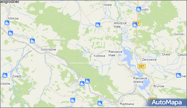 mapa Kotliska gmina Lwówek Śląski, Kotliska gmina Lwówek Śląski na mapie Targeo