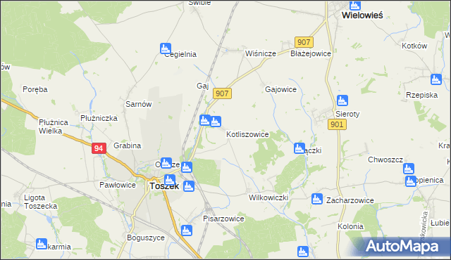 mapa Kotliszowice, Kotliszowice na mapie Targeo