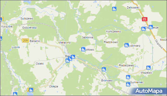 mapa Kotłowo gmina Kępice, Kotłowo gmina Kępice na mapie Targeo