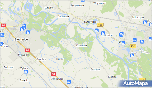 mapa Kotowice gmina Siechnice, Kotowice gmina Siechnice na mapie Targeo