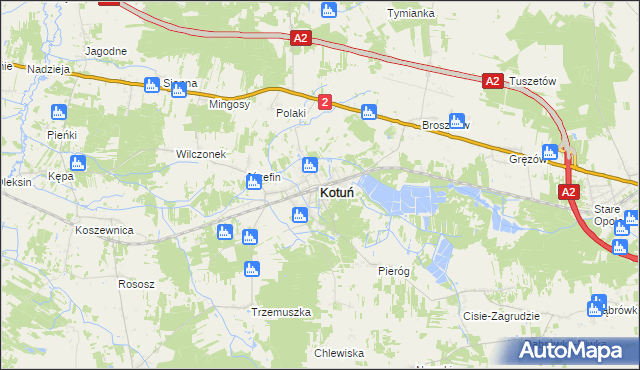 mapa Kotuń powiat siedlecki, Kotuń powiat siedlecki na mapie Targeo