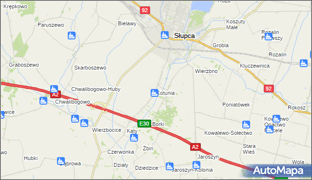 mapa Kotunia, Kotunia na mapie Targeo