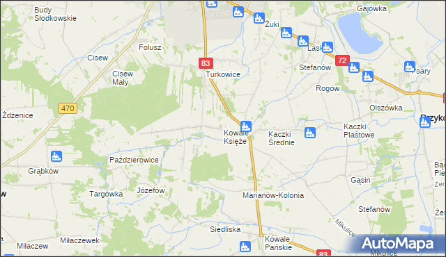 mapa Kowale Księże, Kowale Księże na mapie Targeo