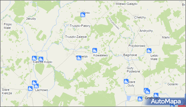 mapa Kowalewo gmina Kolno, Kowalewo gmina Kolno na mapie Targeo