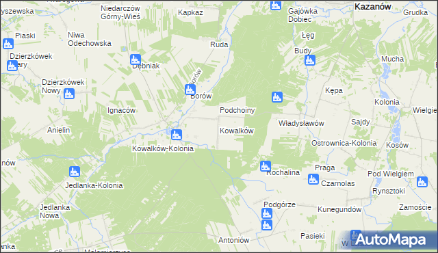 mapa Kowalków, Kowalków na mapie Targeo