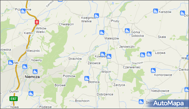 mapa Kowalskie gmina Kondratowice, Kowalskie gmina Kondratowice na mapie Targeo