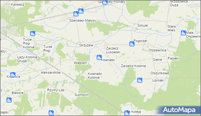 mapa Kownatki gmina Łuków, Kownatki gmina Łuków na mapie Targeo