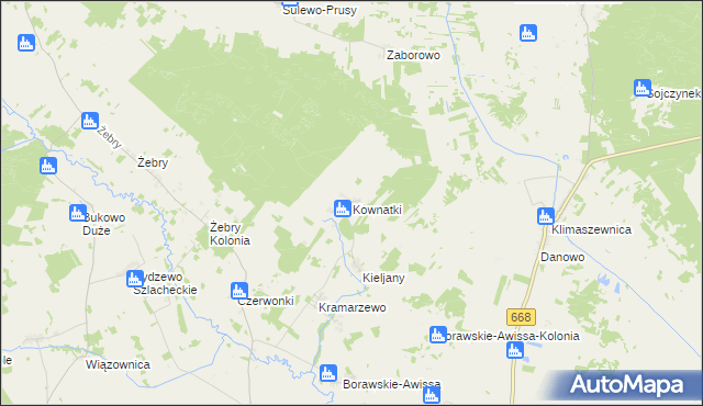 mapa Kownatki gmina Radziłów, Kownatki gmina Radziłów na mapie Targeo